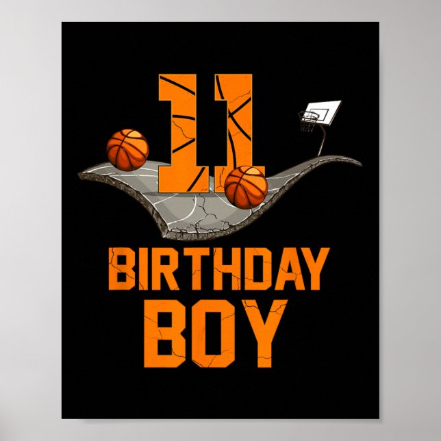 11th Birthday Basketball Jersey 11 Year Old Boy Bo Poster (Front)