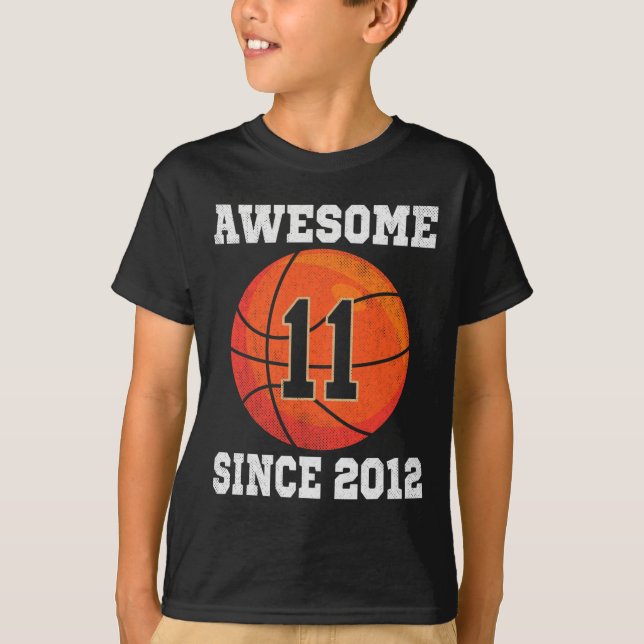 11th Birthday Basketball Lover 11 Years Old Vintag T-Shirt (Front)