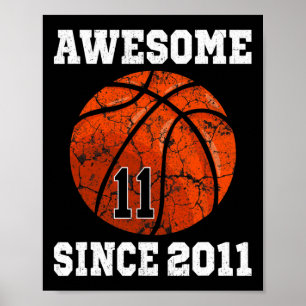 11th Birthday Basketball Player 11 Years Old Vinta Poster