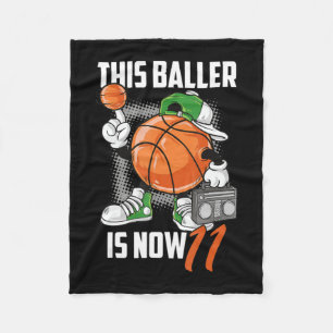 11th Birthday Basketball Player Funny 11 Years Old Fleece Blanket