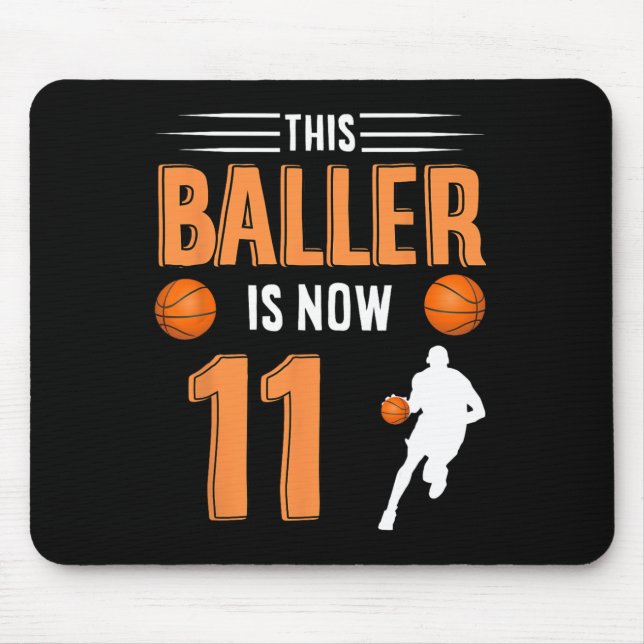 11th Birthday Basketball - This Baller Is Now 11  Mouse Pad (Front)