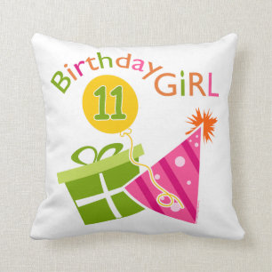 11th Birthday - Birthday Girl Throw Pillow