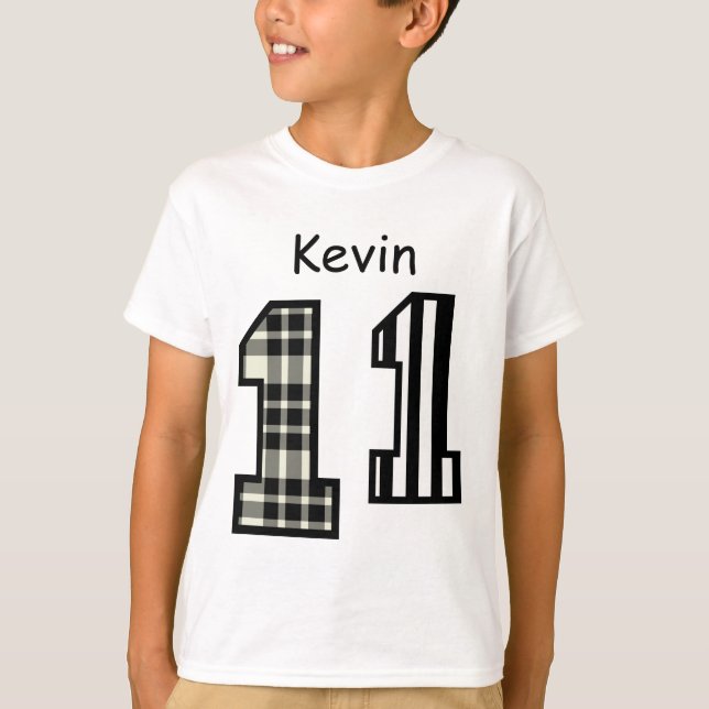 11th Birthday Black and White Custom Name V013A T-Shirt (Front)