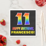 [ Thumbnail: 11th Birthday: Bold, Fun, Simple, Rainbow 11 Napkins ]