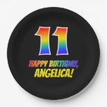 [ Thumbnail: 11th Birthday: Bold, Fun, Simple, Rainbow 11 Paper Plates ]