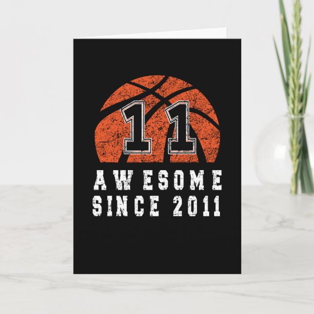11th Birthday Born In 2011 Basketball Boy 11 Year Card (Front)