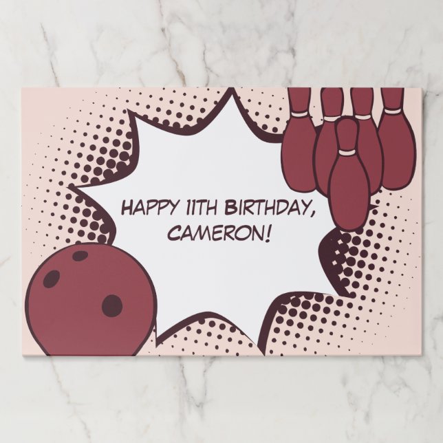 11th Birthday Bowling Party Paper Placemat (Front)