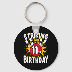 11th Birthday Bowling Theme Striking Into Birthday Keychain