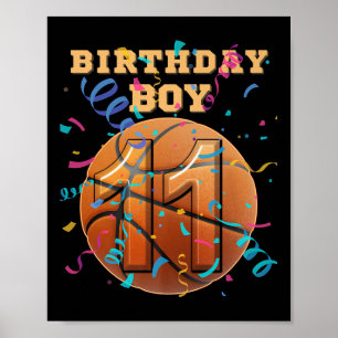 11th Birthday Boy 11 Years Old Basketball Players Poster