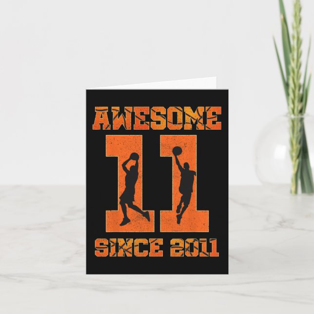 11th Birthday  Boy Basketball Awesome Since 2011 F Card (Front)