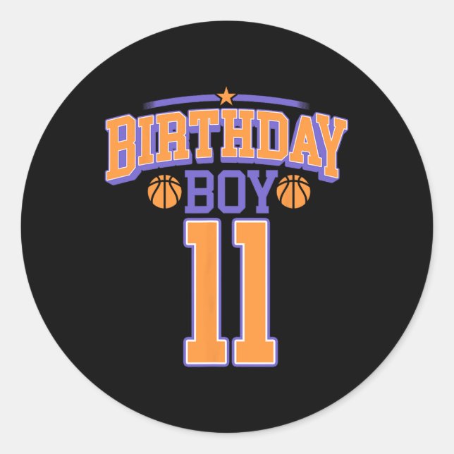 11th Birthday Boy Bysketbyll Lover 11 Years Old Bd Classic Round Sticker (Front)