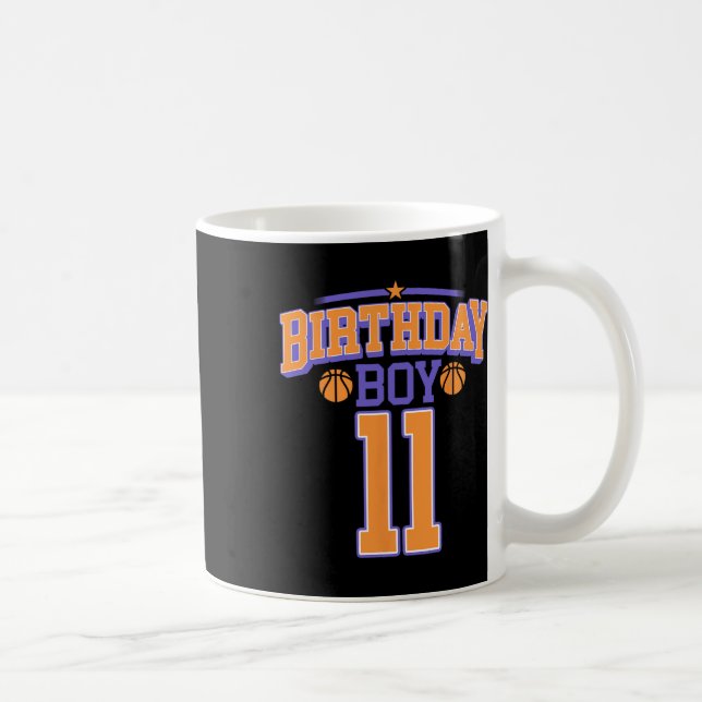 11th Birthday Boy Bysketbyll Lover 11 Years Old Bd Coffee Mug (Right)