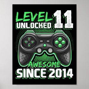 11th Birthday Boy Level 11 Gamer 11 Year Video Gam Poster