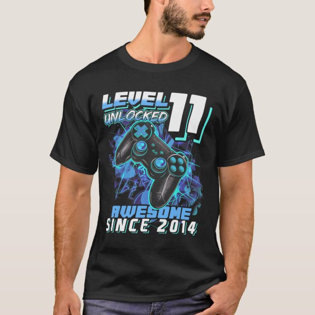 11th Birthday Boy Level 11 Gamer 11 Year Video Gam T-Shirt (Front)