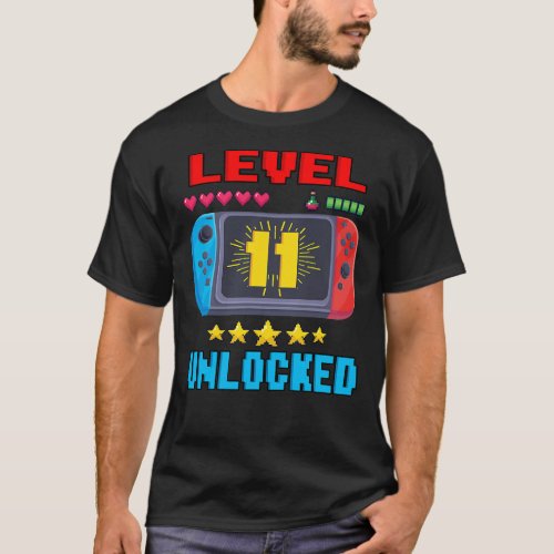 11th Birthday Boy Level 11 Unlocked Video Gamer Bi T_Shirt