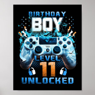 11th Birthday Boys Level 11 Unlocked 11 Years Old Poster