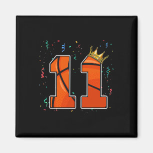 11th Birthday Bysketbyll Big Number 11 Year Old Bo Magnet