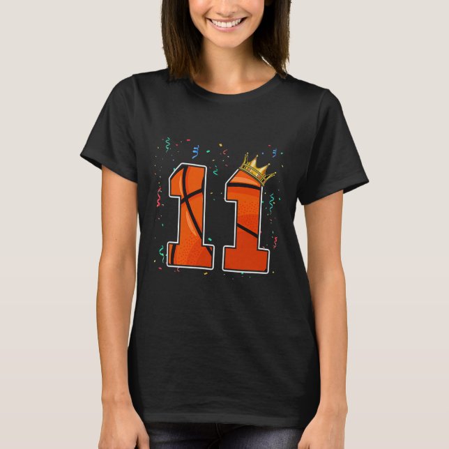 11th Birthday Bysketbyll Big Number 11 Year Old Bo T-Shirt (Front)