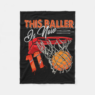 11th Birthday Bysketbyll Fun 11 Years Old Kids Gif Fleece Blanket