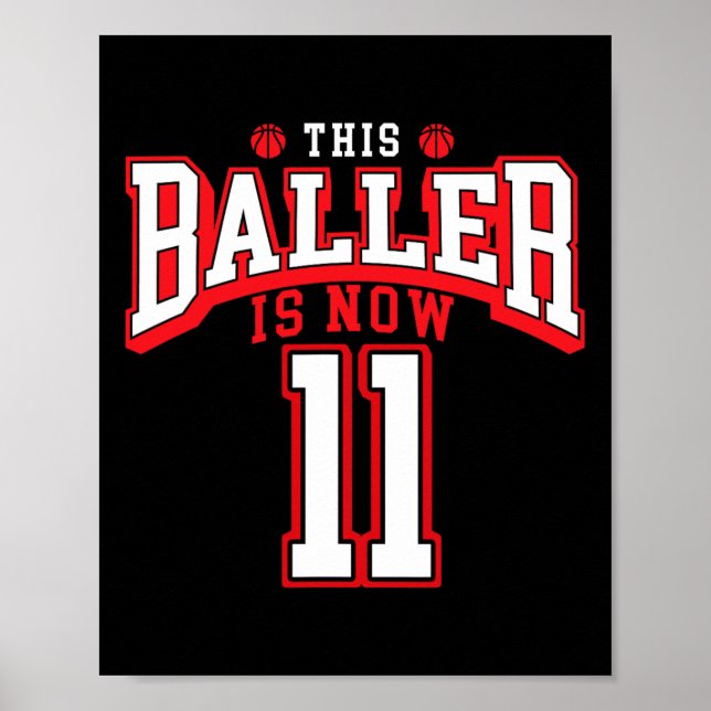 11th Birthday Bysketbyll Lover 11 Years Old Bday  Poster (Front)