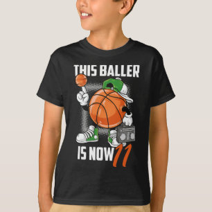 11th Birthday Bysketbyll Player Fun 11 Years Old K T-Shirt