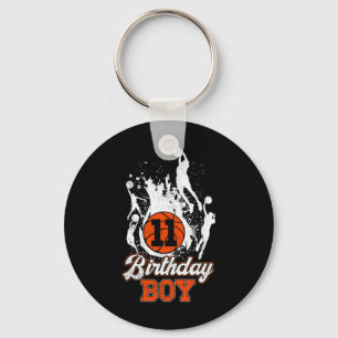 11th Birthday Bysketbyll Theme Birthday Boy 11 Yrs Keychain