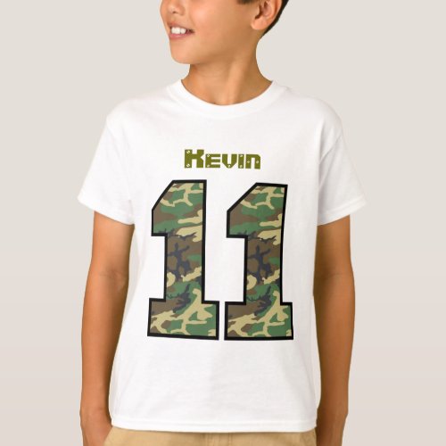 11th Birthday Camo One Year Custom Name V012A T_Shirt