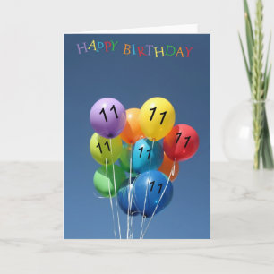 11th Birthday Card colored balloons