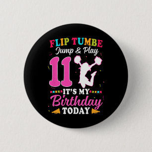 11th Birthday Cheerleading Girl 11 Year Old Cheerl Button