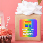 [ Thumbnail: 11th Birthday: Colorful, Fun Rainbow Pattern # 11 Sticker ]
