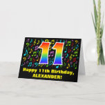 [ Thumbnail: 11th Birthday: Colorful Music Symbols & Rainbow 11 Card ]