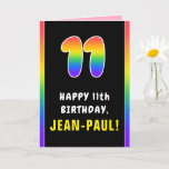 [ Thumbnail: 11th Birthday: Colorful Rainbow # 11, Custom Name Card ]