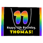 [ Thumbnail: 11th Birthday: Colorful Rainbow # 11, Custom Name Gift Bag ]