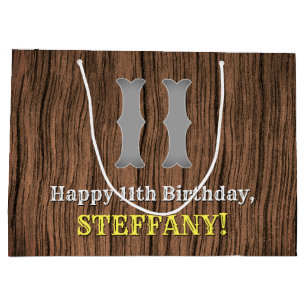 11th Birthday: Country Western Inspired Look, Name Large Gift Bag