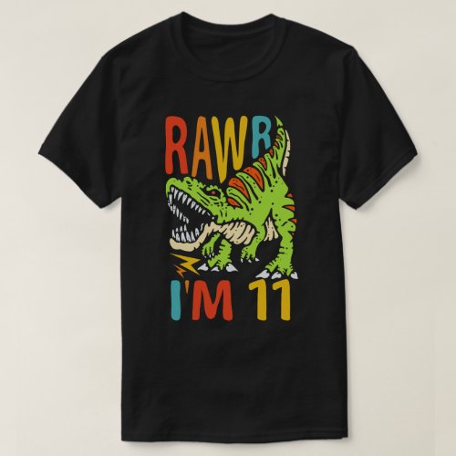 11th Birthday Dinosaur T Rex Rawr Im 11 For Boys  T_Shirt