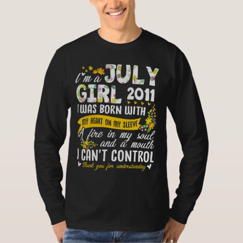 11th Birthday Floral Girl  July 2011 T_Shirt