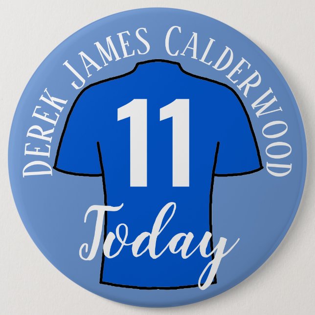 11th Birthday Football Badge to Personalize Button (Front)