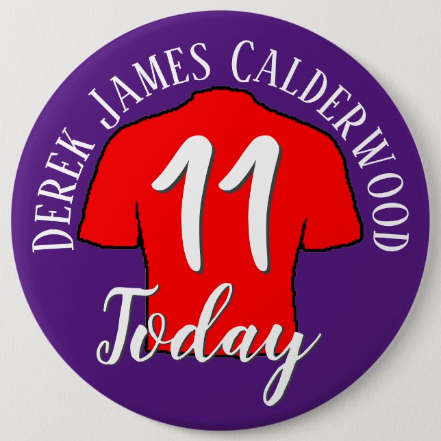 11th Birthday Football Badge to Personalize Button (Front)