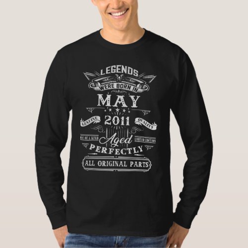 11th Birthday For Legends Born May 2011 11 Years O T_Shirt