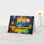 [ Thumbnail: 11th Birthday: Fun, Colorful Celebratory Fireworks Card ]