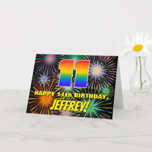 11th Birthday: Fun, Colorful Celebratory Fireworks Card