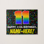 [ Thumbnail: 11th Birthday — Fun, Colorful Music Symbols & “11” Jigsaw Puzzle ]