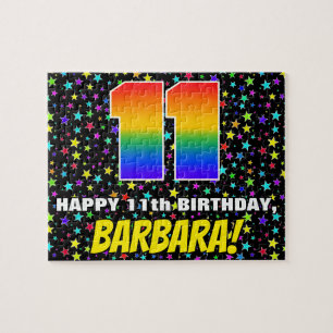 11th Birthday — Fun, Colorful Star Field Pattern Jigsaw Puzzle