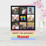 [ Thumbnail: 11th Birthday: Fun Rainbow #, Custom Photos + Name Card ]