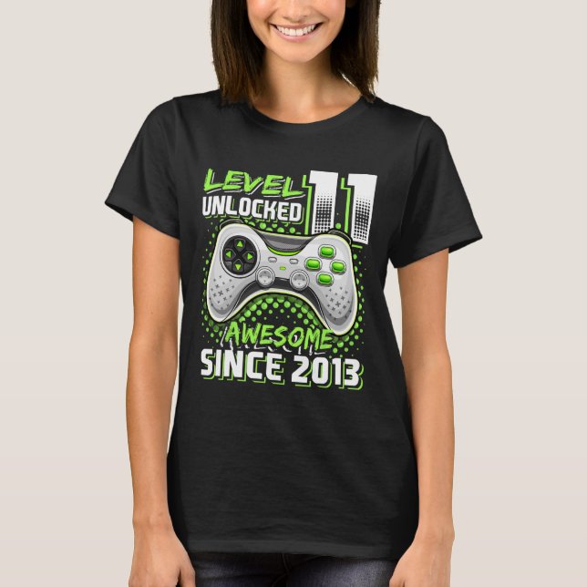 11th Birthday Gamer 11 Year Old Funny Bday Boy Ele T-Shirt (Front)
