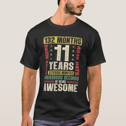 11Th Birthday Gift 11 Years Old Vintage Retro 132 T_Shirt