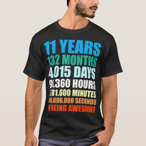 11th Birthday Gift Boy 11 Years Being Awesome  T_Shirt