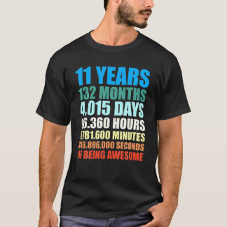 11Th Birthday Gift Boy 11 Years Being Awesome T-Shirt