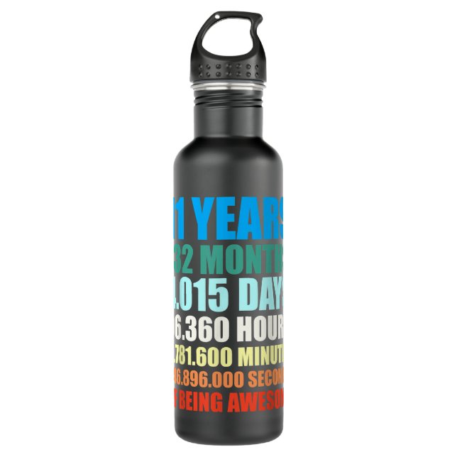 11th Birthday Gift Boys 11s Years Beings Awesome Stainless Steel Water Bottle (Front)