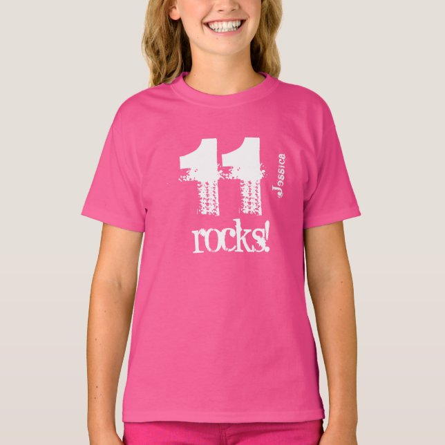 11th Birthday Gift for 11 Year Old Custom Name W10 T-Shirt (Front)